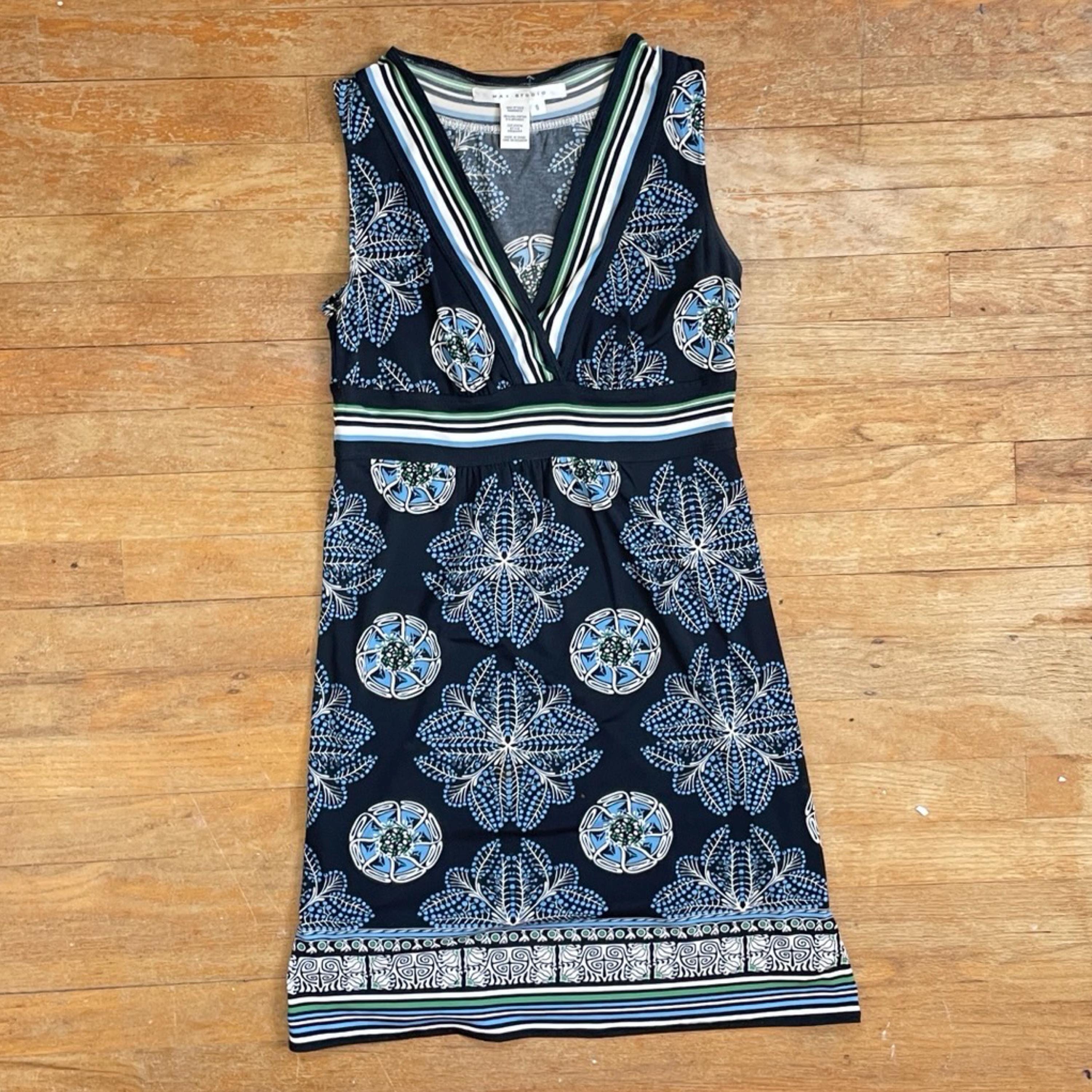 Vintage Floral Dress Size Small Y2K Max Studio Sleeveless Stretch Knit  V-neck Geometric Striped - Etsy