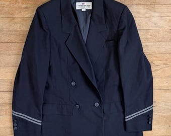 Vintage Fluguniform Blazer Größe Medium zweireihige Flugbegleiter Jacke