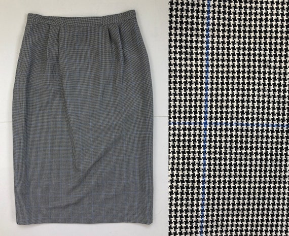 Vintage Houndstooth Pencil Skirt | 80s Straight C… - image 1