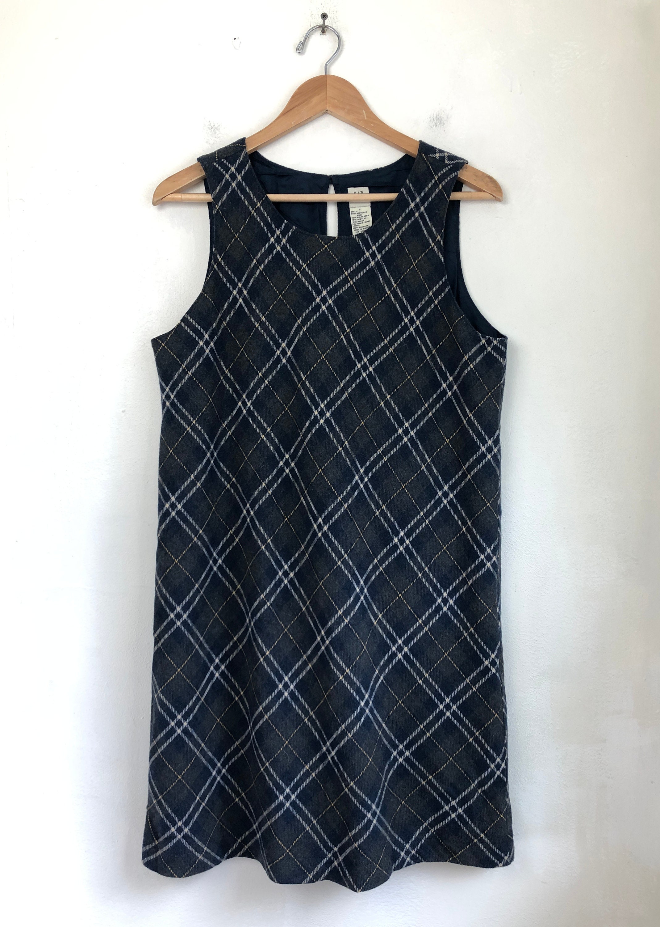 Vintage Plaid Wool Dress 90s Gap Tartan Sleeveless Shift | Etsy
