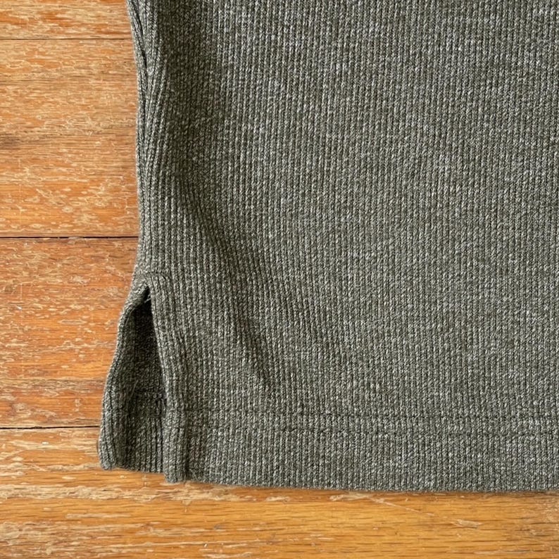 Vintage Mens Knit Polo Shirt Size Size XL/XXL 1990s Olive Green Ribbed Long Sleeve Collared image 4