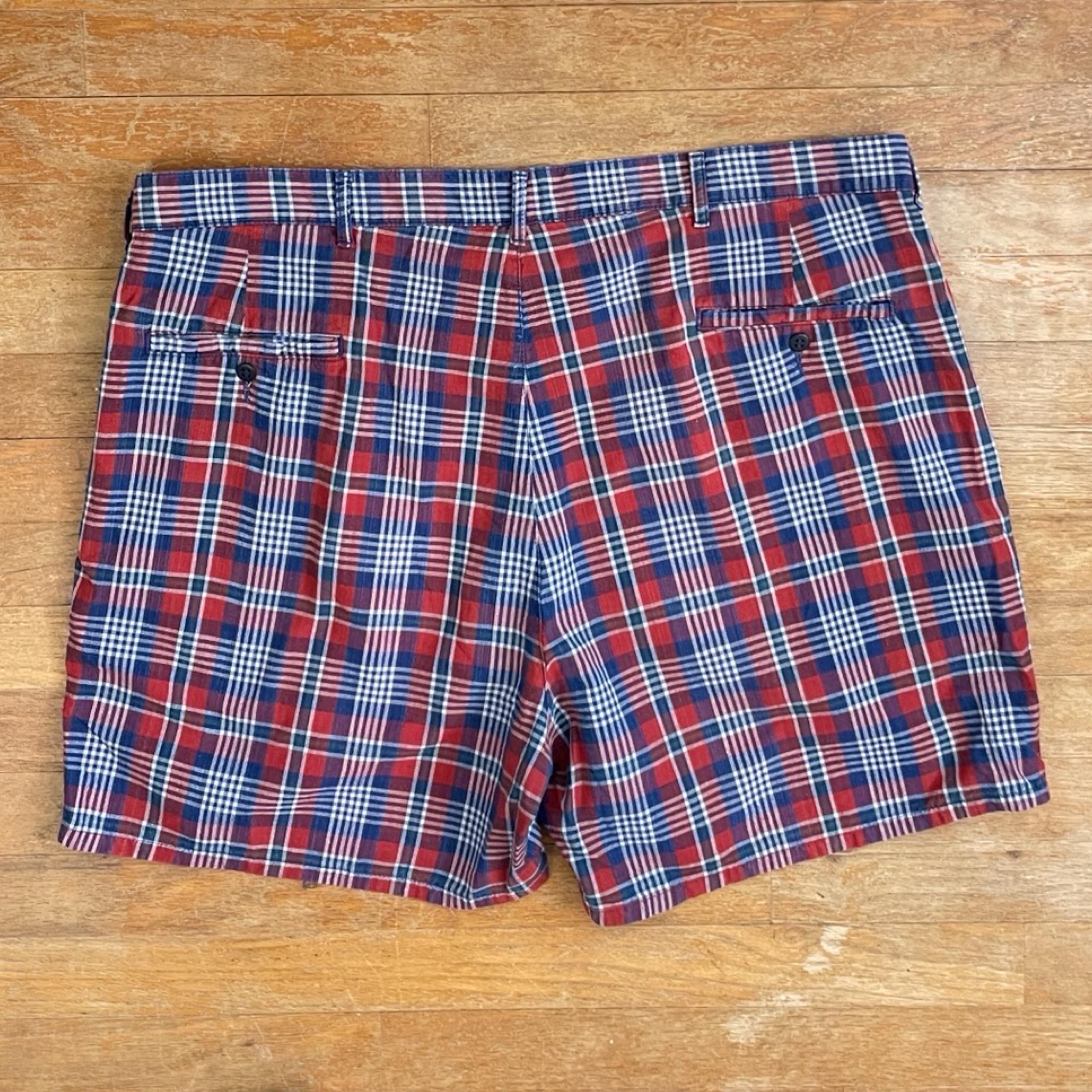 80s polo usa製 100linen check shorts Vintage Mens Polo Ralph Lauren Short Short Size 40 Waist 1980s