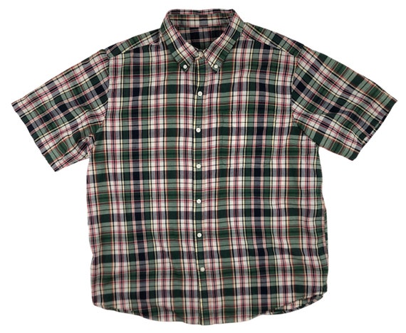 Vintage Mens Plaid Shirt | 90s Lightweight Cotton But… - Gem