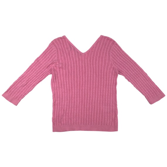 Vintage Knit Sweater Top | 90s Pink Cable Knit Co… - image 4