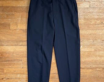 Pantaloni da uomo neri vintage taglia 34x27, anni '90, con parte anteriore piatta, vita 34, cucitura interna 27.