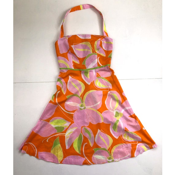 Vintage Floral Cotton Dress | 90s Cotton Halter D… - image 6