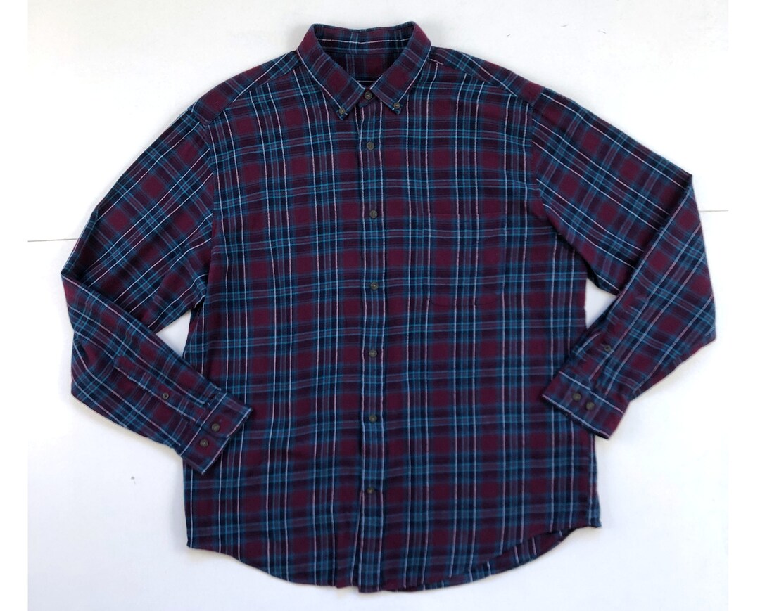 Vintage Mens Plaid Flannel Shirt 90s Purple/teal Worn in Soft Cotton ...