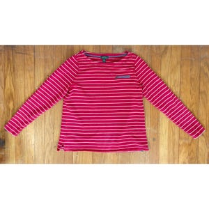 Vintage Ralph Lauren Jeans Co Top Size Large Y2K Red Striped Knit Cotton Shirt