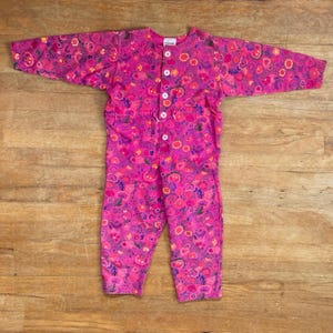 Vintage Girls Jumpsuit Size 4 Flapdoodles 1990s Floral Print Cotton One Piece Outfit