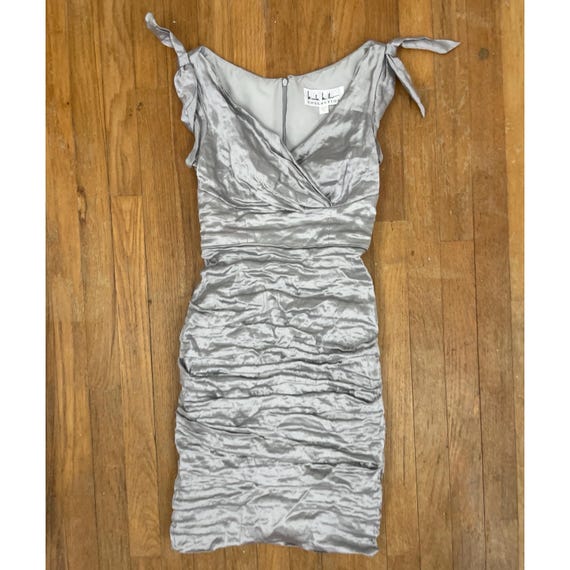 nicole miller silver dress Nicole Miller METALLIC Dress Strapless Tube Vintage Mini / Small Xs