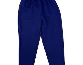 Vintage High Waist Pants Plus Size 1X (18W) | 33-37" Elastic Waist | 90s Indigo Purple Trousers with Pockets