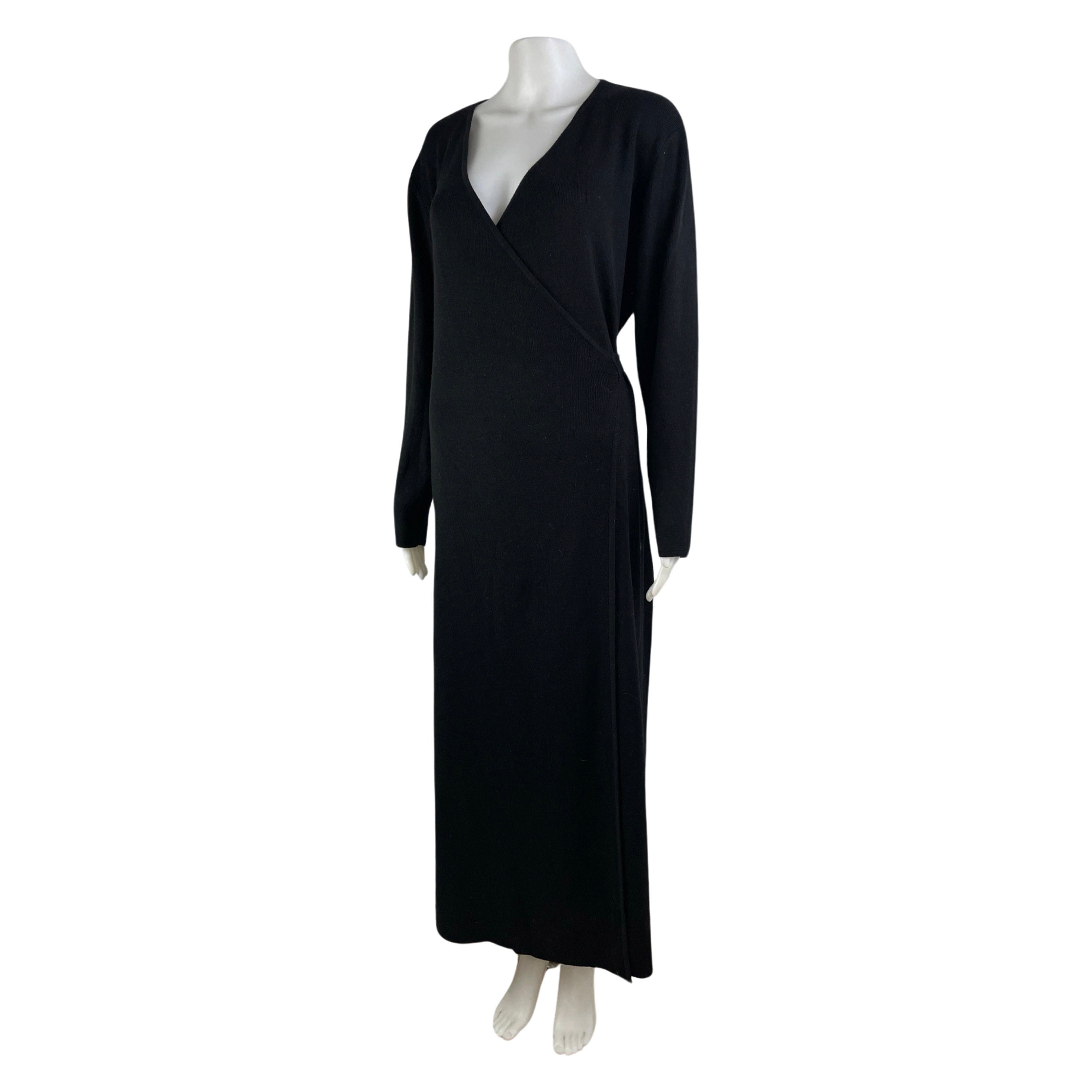 Vintage Nina Leonard Sweater Dress Size Large 90s Black Acrylic/wool Wrap  Maxi - Etsy