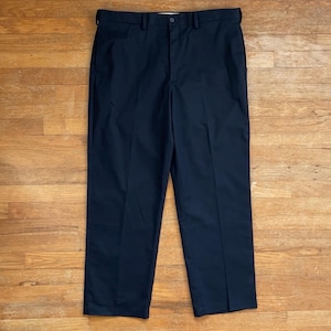 Vintage Mens Cotton Dress Pants Size 38x30 1990s Navy Blue Twill Trousers 38 Waist 30 Inseam