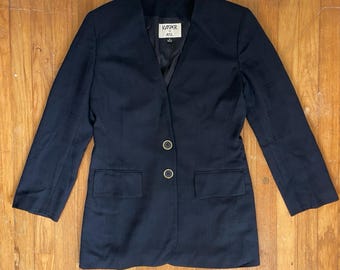 Blazer xadrez azul marinho vintage, tamanho médio, anos 90.