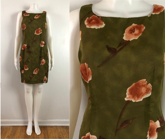 Vintage Floral Mini Dress | 90s Flower Pattern Cre