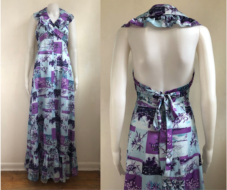 Vintage 60s Maxi Dress 1960s Mixed Print Handmade Sleeveless - Etsy