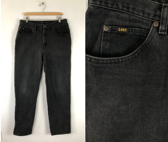 Vintage Mens Faded Black Jeans | 90s Lee Black Den