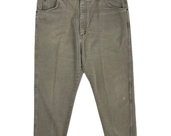 Vintage Mens Faded Olive Green Jeans Size 40x32 | 90s Wrangler Denim | 40 Waist x 30 Inseam