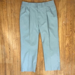 50s rayon gabardine slacks 【blue-green 】 Vintage 50s Gabardine Rayon Drop Loop Slacks Pants Men 28x31