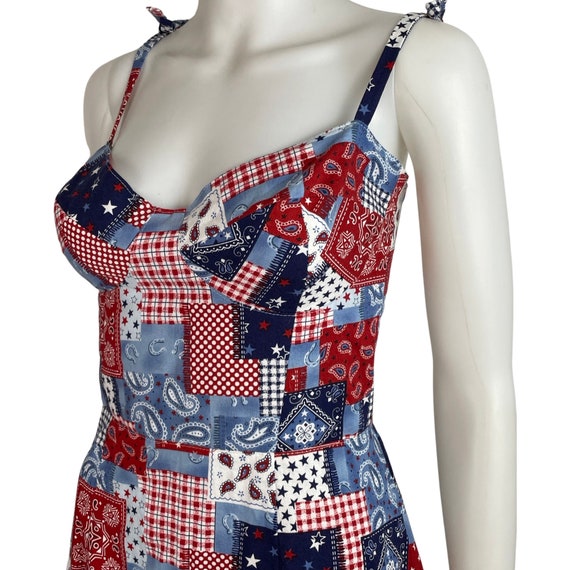 Vintage Bandana Mixed Print Dress 90s Cotton Handma… Gem