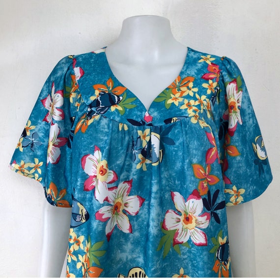 Vintage Floral Nightgown | 80s Tropical Print Lou… - image 6