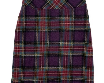 Vintage Tartan Plaid Skirt Womens Size Medium | 29" Waist | 90s Straight Cut Wool Blend