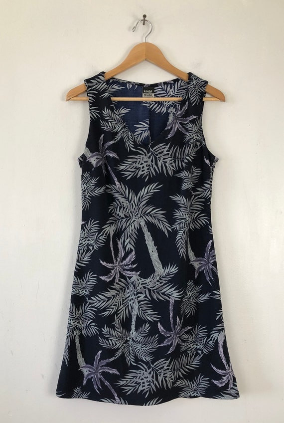 Vintage Palm Tree Dress | 90s Tropical Print Fine… - image 7