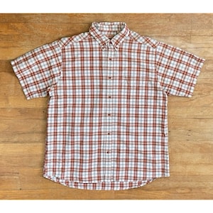 Camisa a cuadros vintage para hombre, talla grande, años 90, de algodón naranja, con cuello Oxford y botones.