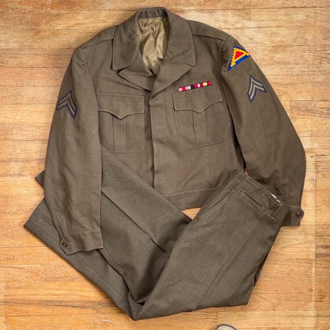 制服セット売り ヴィンテージ メンズ 1940年代 軍人制服 42 ブレザー 34x31 パンツ