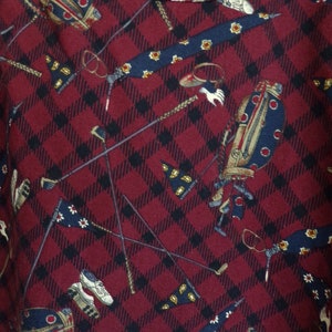 Vintage Mens Golf Shirt Size Large 1990s Plaid Cotton Poplin Novelty Golfing Print Button Down image 4