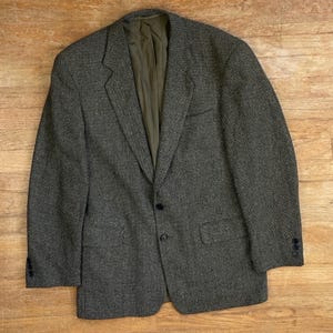 Vintage Mens Tweed Blazer Size 40R 1980s Woven Wool Sport Coat Suit Jacket