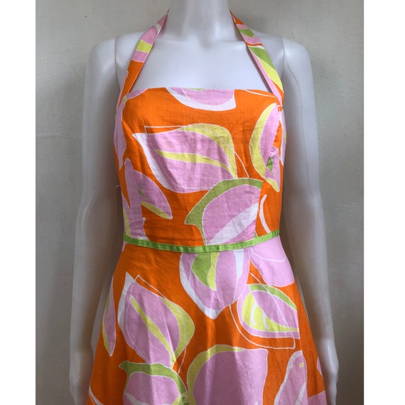 Vintage Floral Cotton Dress | 90s Cotton Halter D… - image 3