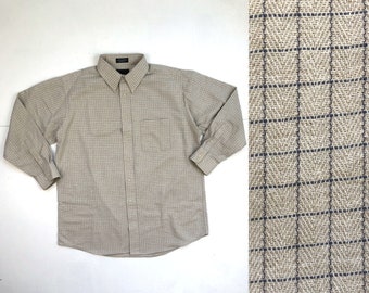 Vintage Mens Plaid Oxford Shirt Size Large (16.5 32/33) | 90s Button Down Collared