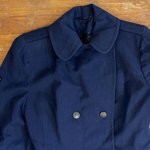 Cappotto militare vintage in twill di lana taglia XS, cappotto doppiopetto blu anni '90 immagine 2