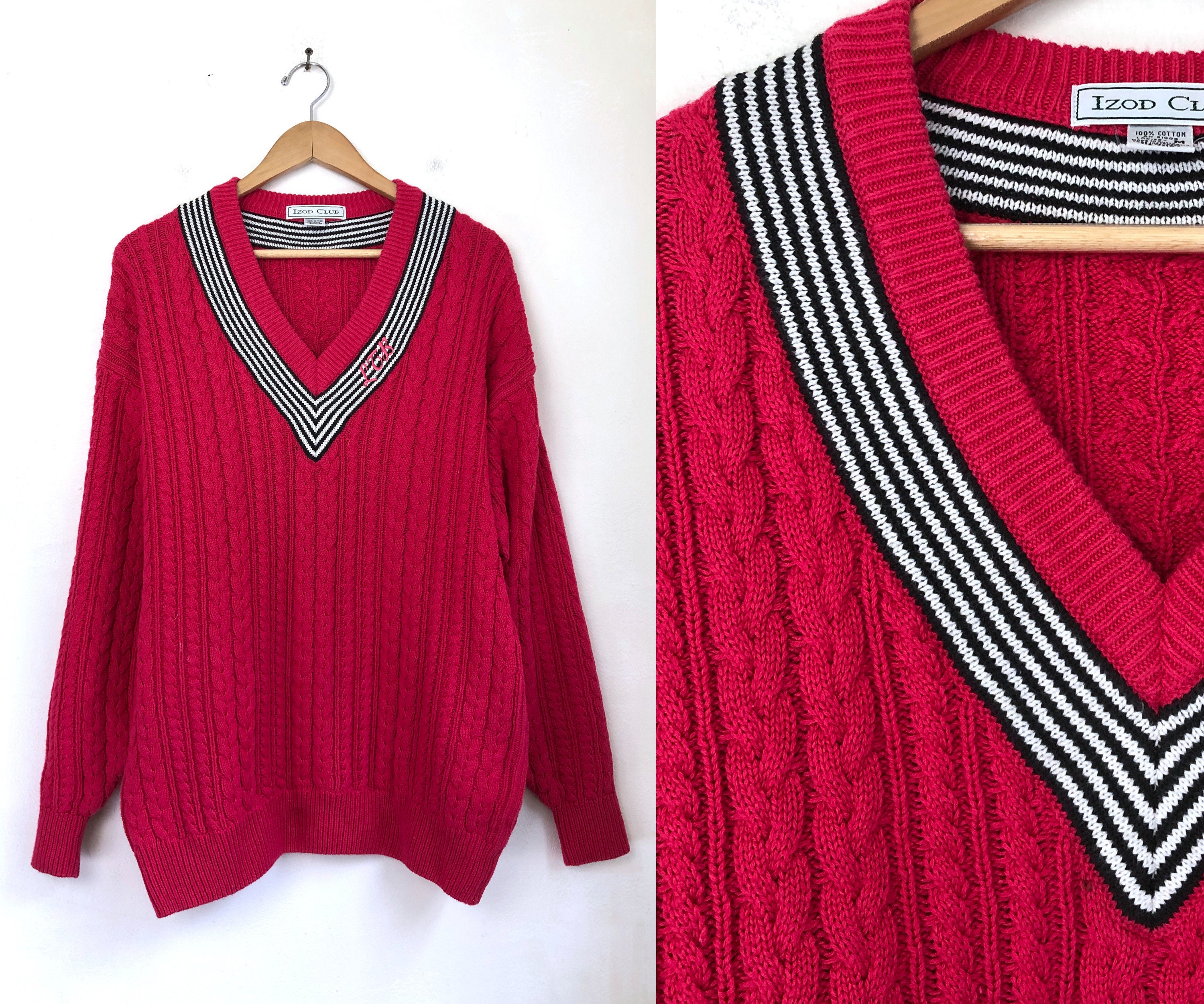 Vintage Izod Cable Knit Sweater 80s 