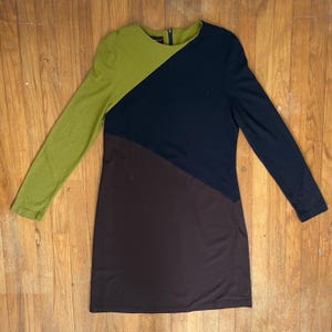 Vintage Fine Knit Dress Womens Size Medium 1990s Donna Ricco Color Block Sheath
