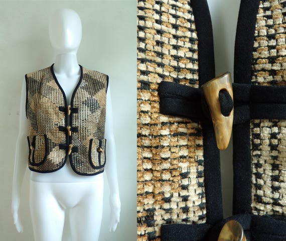 cropped tapestry vest 90s velour tribal vest crop