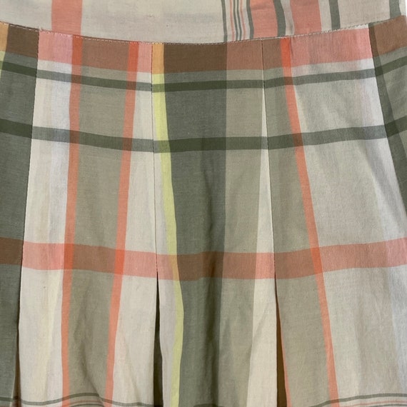 Vintage Plaid Mini Skirt | 90s Pleated Cotton Ski… - image 4