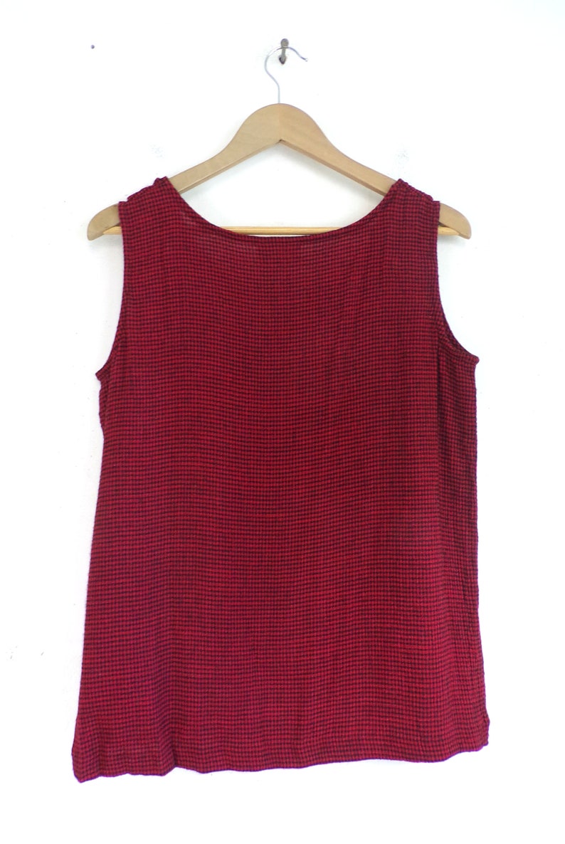 Vintage Plaid Tank Top 90s Red /& Black Checkered Lightweight Sleeveless Shirt Womens Size Medium 1990s Coldwater Creek