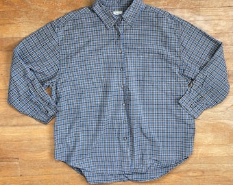 Vintage Plaid Oxford Shirt Plus Size 3X (24W) 1990s Button Down Collared Cotton