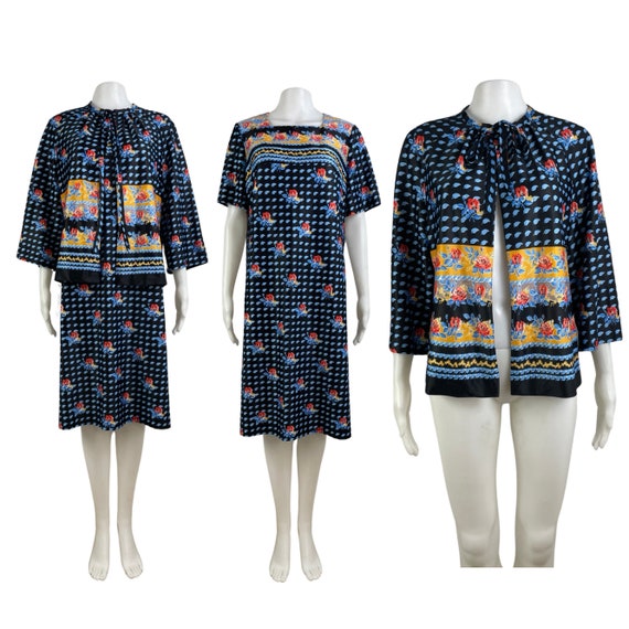 Vintage 1960s Co-Ord Dress & Jacket Womens Size L… - image 1