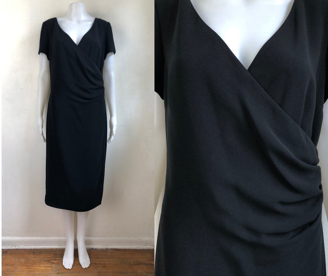 Vintage Black Sheath Dress 90s Minimalist Cross Bodice Dress - Etsy