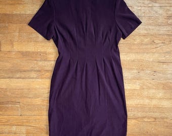 david meister purple dress David Meister Purple Satin Trimmed Sash Cocktail Dress Size 8 EUC