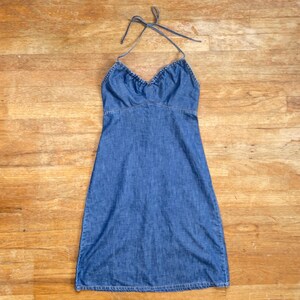 white christmas dresses Corbin Denim Halter Neck Mini Dress - US 4 main image 1