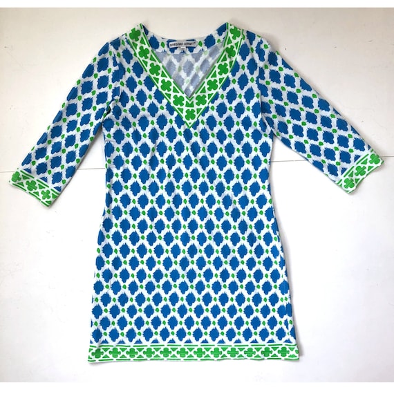 Vintage Cotton Mini Dress | 90s Abstract Print Da… - image 8