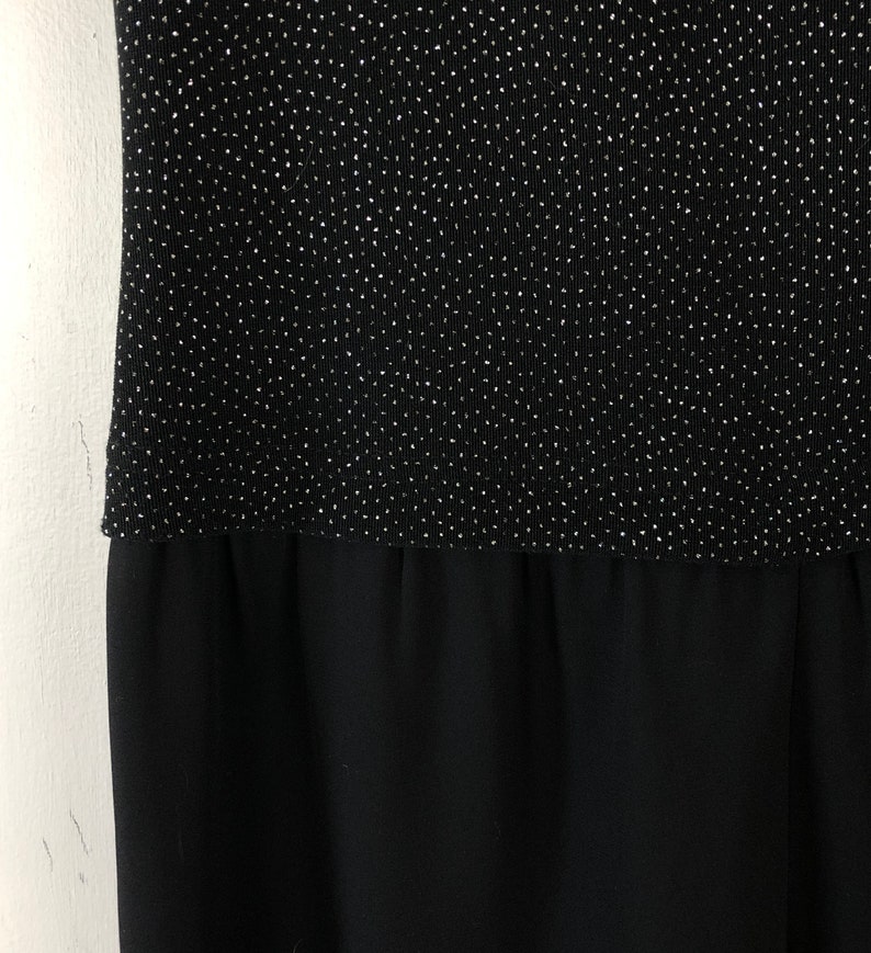 80s Wide Leg Fancy Jumpsuit Vintage Black Glitter Jumpsuit Womens Size Large