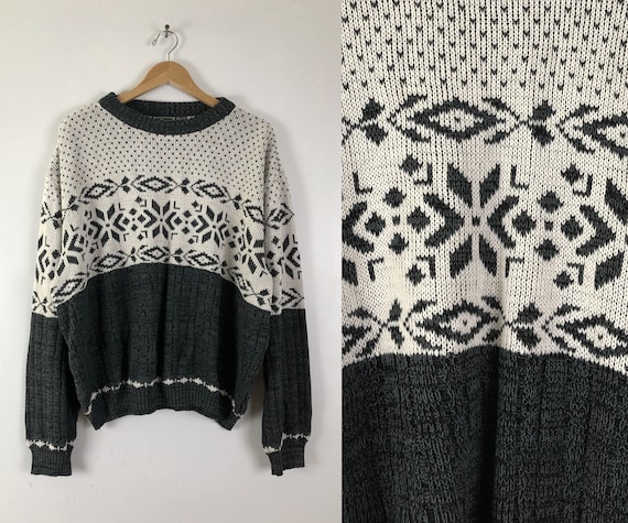 Vintage Mens Nordic Sweater | 80s Fair Isle Knit A