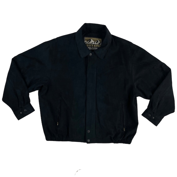 Vintage Mens Black Faux Suede Jacket | 1990s Micr… - image 1