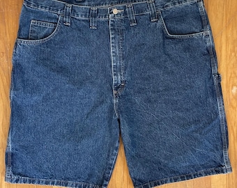 Vintage Mens Wrangler Denim Shorts Size 44 Waist 1990s Medium Wash Carpenter Jean Shorts
