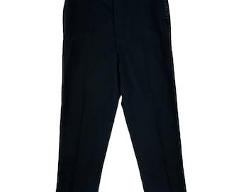 Vintage Mens Black Tuxedo Pants Size 32-34 Waist | 27 Inseam | 1970s Satin Trim Trousers